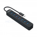 Bộ chia USB Type-C ra 7 cổng USB 3.0 Orico TWC3-7A-BK-EP