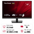 Màn hình ViewSonic VA3208-4K-MHD 31.5-inch VA 4K 60Hz