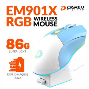 Mouse Dareu EM901X Wireless RGB - BLUE-WHITE#4