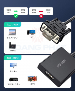 Cáp chuyển VGA to HDMI + Audio 30cm Ugreen 50945#3