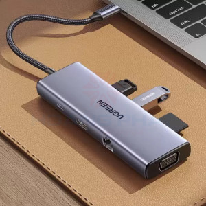 Bộ chuyển đổi Ugreen 15600 CM498 TYPE C 9 IN 1 (3 USB 3.0, HDMI, VGA, RJ45, SD/TF, USB C PD 100W)#2