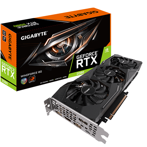 Card màn hình Gigabyte GeForce RTX™ 2080 WINDFORCE 8G (GV-N2080WF3-8GC)