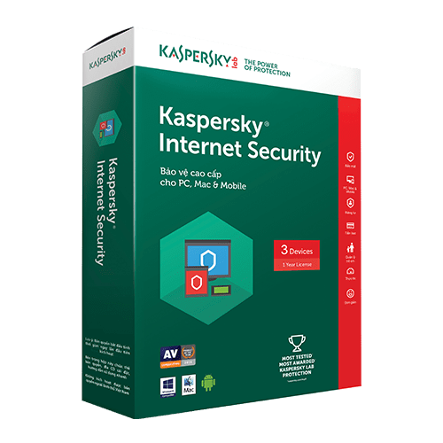 Phần mềm diệt virus Kaspersky Internet Security 3PC/1Y