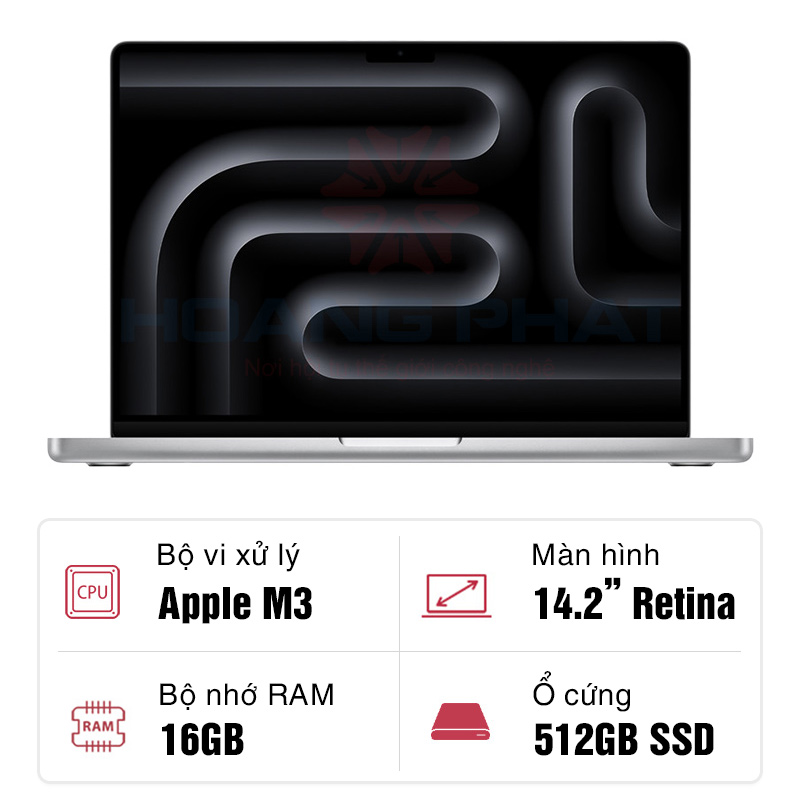 Macbook Pro 14 M3 (8C CPU - 10C GPU - 16GB - 512GB) BẠC (SILVER) Z1A90005B